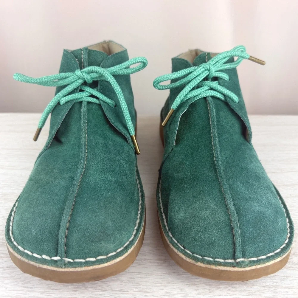 Vintage Mens Teal|Green Chukka Suede Boot|43|Gum Crepe Sole Rockabilly Spain